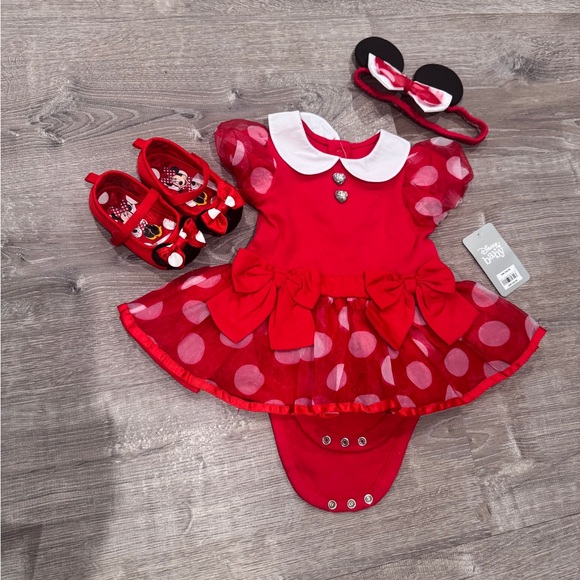 Disney Baby Red Polka Dot Dress with Accessories - Picture 8 of 9